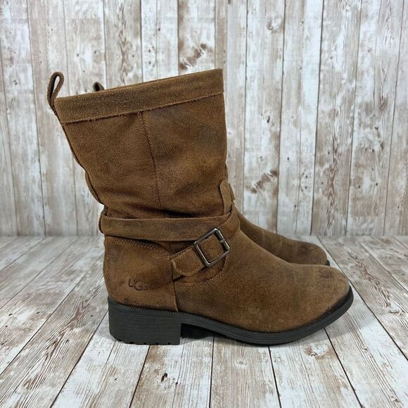 Ugg Waterproof Chipmonk brown leather boots womens‎ 7 - Picture 1 of 8